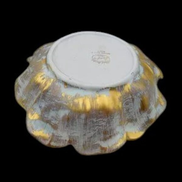 Vintage MCM Stangl Hand Painted Antique Gold Art Pottery Floral Bowl - Picture 9 of 10